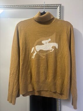 Vintage Norton McNaughton Horse Jumping Ribbed Turtleneck Sweater